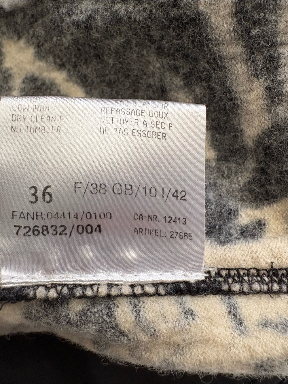 Basler Women’s 6 Designer Zebra Animal Print 100% Wool Jacket w/ Faux Leather - Picture 7 of 12